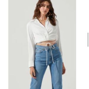 ASTR satin white crop blouse